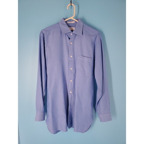 John W Nordstorm Button Front Shirt Trim Fit 15 1/2 32-33 Egytian Cotton Blue - Picture 3 of 8